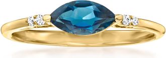 RS Pure by Ross-Simons London Blue Topaz Ring With Diamond Accents in 14kt Yellow Gold