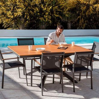 Sklum Set De Mesa Rectangular (180x100 Cm) Y 6 Sillas De Jard&iacute;n Archer Sklum