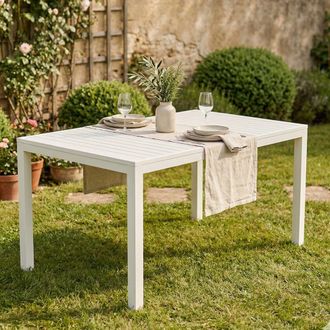 Dmora Dmora - Mesa De Exterior Maratea, Mesa De Comedor Rectangular, Mesa De Jard&iacute;n Multiusos, 100% Made In Italy, 150x90h72 Cm, Blanco, Con Embalaje Reforz