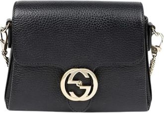 Gucci Pre-owned Cross Body Bags, female, Black, Size: ONE SIZE Pre-owned Interlocking Chain Shoulder Crossbody Bag