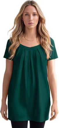 Roaman's Ultimate Pleatneck Tunic in Emerald Green at Nordstrom, Size Medium