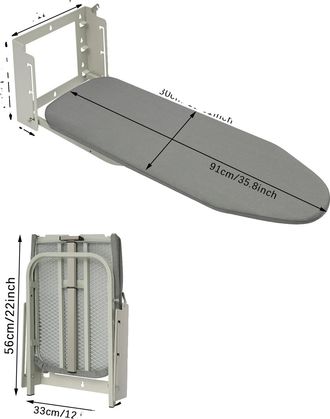 OEM Tabla De Planchar Mural, Dise&ntilde;o Que Ahorra Espacio, Color Gris