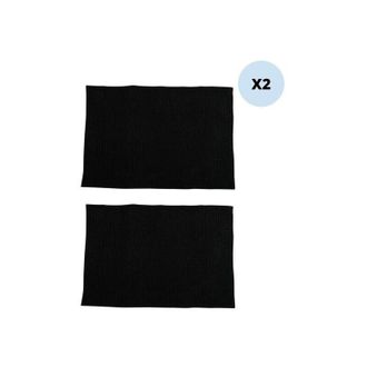 MSV Juego De 2 Alfombras De Ba&ntilde;o Chenille Microfibra 50x80cm Negro Msv