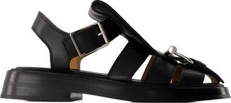 Alexander McQueen Zwarte Leren T-Bar Sandalen - Dames - Sandalen - Zwart - 36 EU - Leer - Schoenen