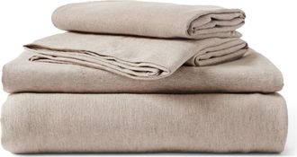 Pact Organic Cotton Organic Favorite Tee Jersey Sheet Set in Wheat Heather at Nordstrom, Size Twin X-Long
