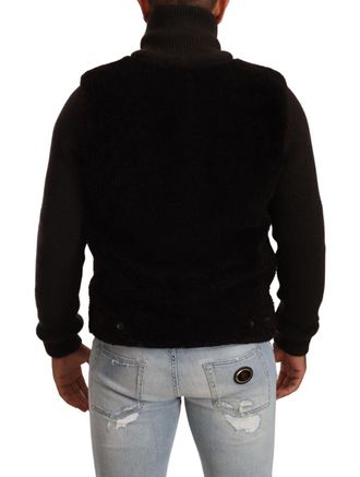 Dolce & Gabbana Black Leather Mens Turtle Neck Coat Jacket Clothing