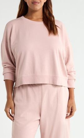 Eileen Fisher Organic Cotton Crop Sweatshirt in Opal at Nordstrom, Size 1X