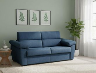 Dmora Dmora - Sof&aacute; Cama 2 Plazas Fisciano, Sof&aacute; Convertible Para Sal&oacute;n, Acolchado, Desenfundable, Calidad 100% Made In Italy, 205x95 H100 Cm, Azul