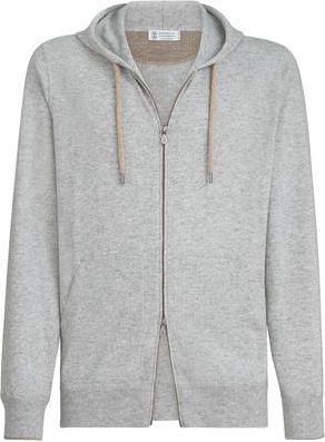 Brunello Cucinelli Cashmere sweatshirt-style cardigan in Pebble at Nordstrom, Size 46 It