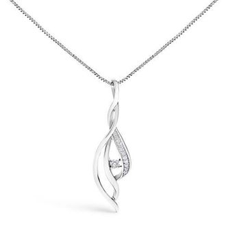 House of Brilliance Espira 10K White Gold Diamond Accented Open Cascade Twist Pendant Necklace at Nordstrom