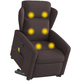 vidaXL Vidaxl - Sill&oacute;n Masaje El&eacute;ctrico Reclinable Elevable Tela Marr&oacute;n Oscuro
