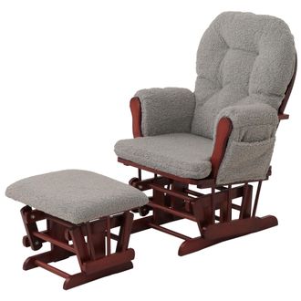 Hhg Hhg - Sill&oacute;n Relax 033, Mecedora Sill&oacute;n + Taburete Tejido Boucl&eacute; 480g/m&sup2; Oeko-tex, Gris Oscuro Armaz&oacute;n