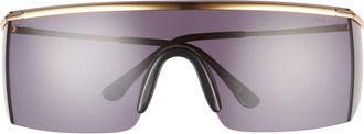 Tom Ford Pavlos Shield Sunglasses in Shiny Deep Gold /Smoke at Nordstrom Rack