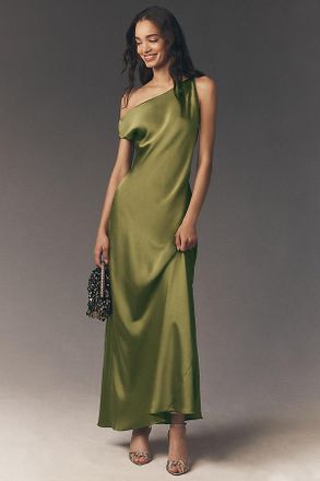 BHLDN Sienna Off-The-Shoulder High-Shine Satin Maxi Dress
