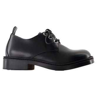 Alexander McQueen Alexander McQueen, Laced Shoes, female, Black, Size: 13 US Black Leather Lace-Up Oxford Shoes