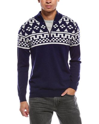 Brodie Fairisle Wool & Cashmere-Blend 1/4-Zip Mock Neck Sweater