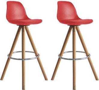 Happy Garden Juego de 2 taburetes escandinavos tobias rojos con cojín