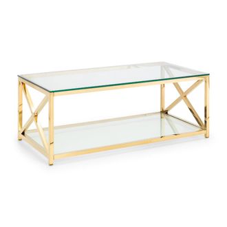Julian Bowen Miami Coffee Table 1.2m - Glass & Gold - Julian Bowen | TJ Hughes