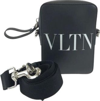 Valentino Pre-owned Cross Body Bags, female, Black, Size: ONE SIZE Pre-owned Vltn logo leather shoulder bag