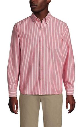 Lands End Traditional Fit Comfort-First Sail Rigger Oxford Shirt in Pale Compass Red Stripe at Nordstrom, Size Xx-Large