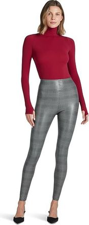 Commando Faux Leather Plaid Legging Womens Dress Pants Glen Plaid : LG (12-14), Elastane/Faux Leather/Leather