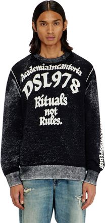Diesel Treated cotton jumper with slogan - Knitwear - Man - Multicolor
