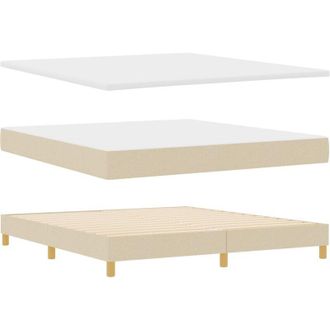 vidaXL Box Spring Bed with Mattress Cream 90x200 cm Fabric Cream vidaXL