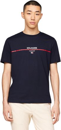 Tommy Hilfiger Mens Short Sleeve Round Neck Stripe T-Shirt, Blue (Desert Sky), S