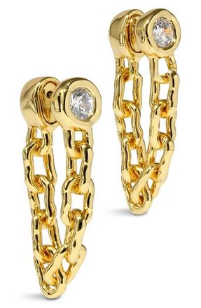Alexis Bittar Asterales Link Cubic Zirconia Drop Earrings in Gold Stones at Nordstrom