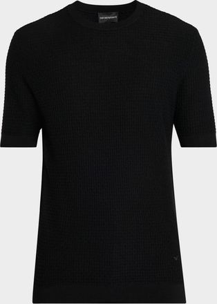 Emporio Armani Mens Texture-Knit Stretch Short-Sleeve Sweater