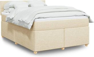vidaXL Cama Box Spring Con Colch&oacute;n Tela Color Crema 160x200 Cm Vidaxl