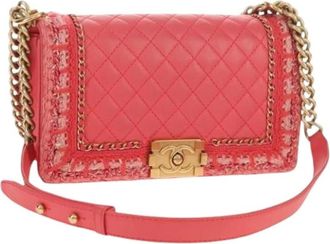 Chanel Pre-owned Leather Cross Body Bag - Dames - Vintage Schoudertas - Roze - ONE Size - Leer - Vintage