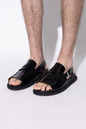 Marni Leather Sandals, Mens, Black