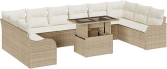 vidaXL Garden Sofa Set with Cushion 11 pcs Light grey Poly rattan Vidaxl