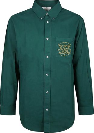 Dr&ocirc;le de Monsieur La Chemise overhemd met tekst - Groen