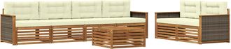 vidaXL Conjunto De Sof&aacute;s De Exterior 7 Uds. Natural Y Crema Vidaxl