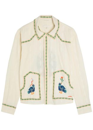 Mother The Peasent Poet Embroidered Cotton Shirt - White - S (UK8-10 / S)