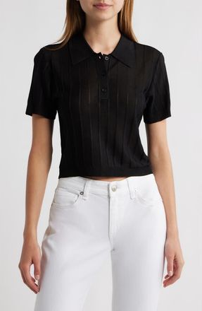 Frame Denim The Ribbed Polo in Black at Nordstrom, Size X-Small