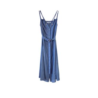 Simona Corsellini Kleedjes, Dames, Blauw, S, Denim, Lange Tencel Denim Jurk