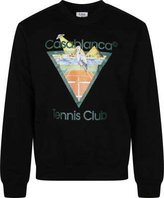Casablanca Graphic Print Black Sweatshirt with Ribbed Details
