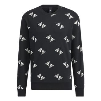 adidas Fi Bp1 Aop Swt Full Print Logo Sports Round Neck Pullover Black HE7447