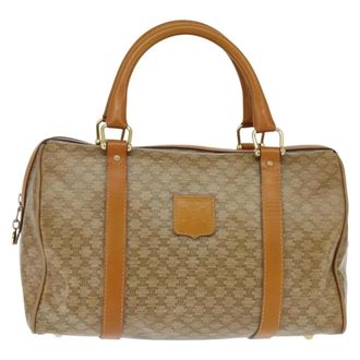 Celine Vintage Duffle Bag Macadam Coated Canvas Beige Canvas Handbag (Pre-Owned)