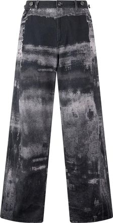 Roberto Cavalli Pantaloni in cotone con stampa - Nero