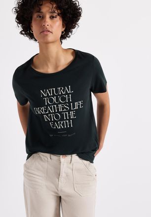 Street One T-Shirt STREET ONE, Damen, Gr. 34, gr&uuml;n (pine grove gr&uuml;n), Jersey, Obermaterial: 50% Baumwolle, 50% Modal, bedruckt, regular fit taillenbedeckt, Rundh