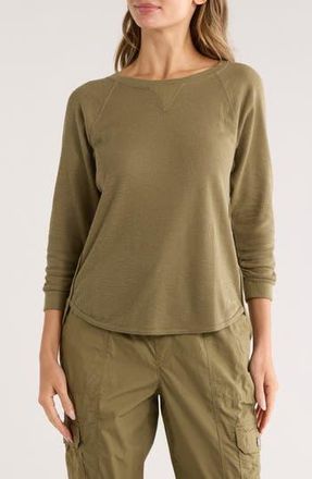 DKNY Slub Waffle High-Low T-Shirt in Utility Green at Nordstrom Rack, Size X-Small