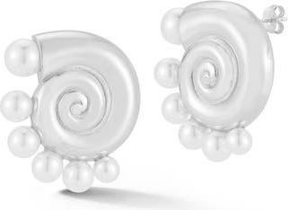 Glaze Jewelry Faux Pearl Shell Stud Earrings in Silver at Nordstrom Rack