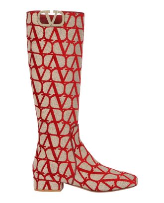 Valentino Jacquard VLogo Type Toile Iconographe Boots