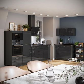 Vicco Cucina Fame-line, Antracite Lucido/antracite, 380 Cm, Pl Marmo, Vicco