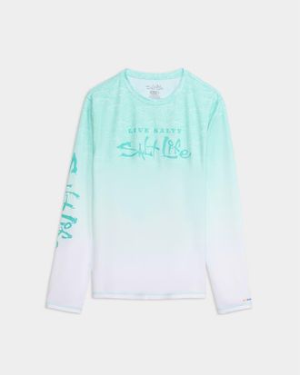 Salt Life Current and Catch Fade Perforated Tee in Glass at Nordstrom, Size Xx-Large