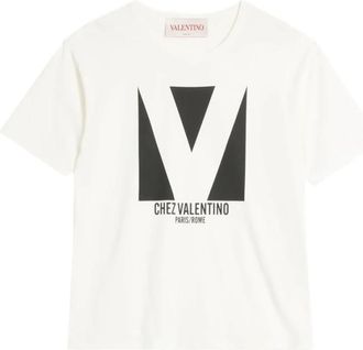 Valentino T-Shirts, male, White, Size: XL Chez Print T-shirt